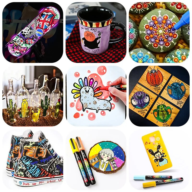 Roise 12 värvi akrüül markerid pliiats maalimine kunstitarbed lastele kirjatarbed kontoritarbed õpilastele armas geelpliiats kawaii