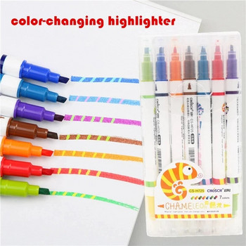 7 бр./компл. Може да промени цвета на хайлайтъра Воден цветен маркер Химикалка Деца Детски рисунки Обезцветена писалка Училищни канцеларски материали Подарък за студенти