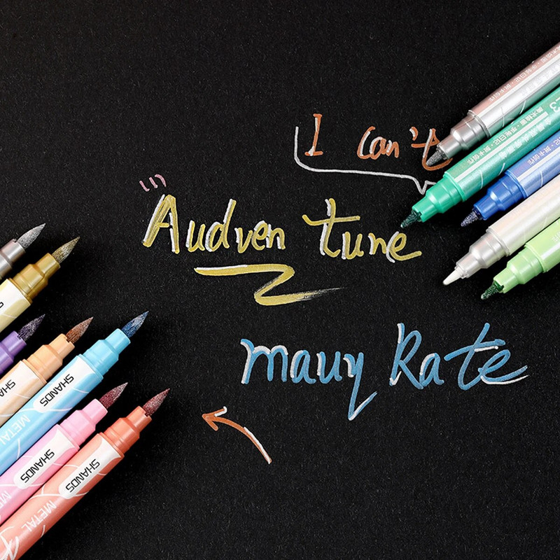 6/12 tükki Kahe otsaga värvimarkerid, kunstiväärtuslikud käsitsi maalitud pastakad, sobivad täiskasvanutele ja lastele Koolikontori kingitused