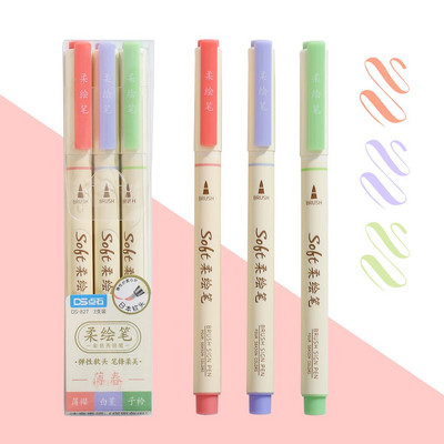 3 gab./komplekts DIY žurnāla mākslas marķieri pildspalvas Studentu zīmējumu rakstīšanai daudzkrāsu mīksta gleznošanas pildspalva Kawaii kancelejas piederumi skolas piederumi