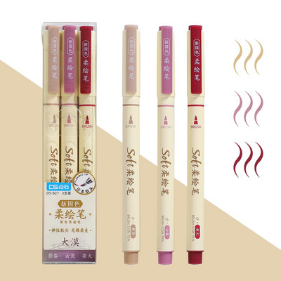 3 gab./komplekts DIY žurnāla mākslas marķieri pildspalvas Studentu zīmējumu rakstīšanai daudzkrāsu mīksta gleznošanas pildspalva Kawaii kancelejas piederumi skolas piederumi