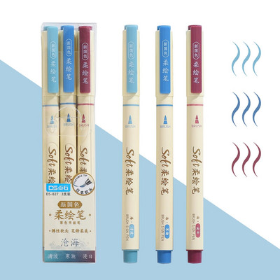 3 gab./komplekts DIY žurnāla mākslas marķieri pildspalvas Studentu zīmējumu rakstīšanai daudzkrāsu mīksta gleznošanas pildspalva Kawaii kancelejas piederumi skolas piederumi