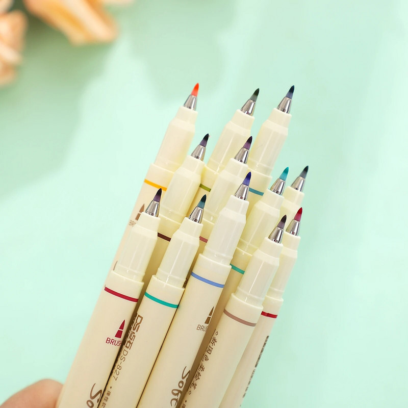 3 gab./komplekts DIY žurnāla mākslas marķieri pildspalvas Studentu zīmējumu rakstīšanai daudzkrāsu mīksta gleznošanas pildspalva Kawaii kancelejas piederumi skolas piederumi