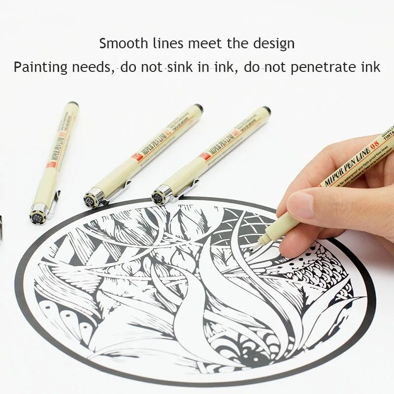 Manga marķieri adatu pildspalva Māksla ar rokām apgleznota pigmenta laineris mikronu pildspalva Skiču pildspalvas Kancelejas preces Mākslas skolas piederumi zīmēšanas pildspalva