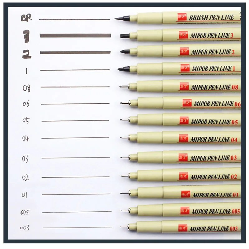 Manga marķieri adatu pildspalva Māksla ar rokām apgleznota pigmenta laineris mikronu pildspalva Skiču pildspalvas Kancelejas preces Mākslas skolas piederumi zīmēšanas pildspalva