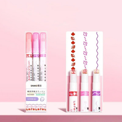 3/6/8gab Līnijas formas izcelšanas rullīša gala līknes līnijpārvadātāju marķieri pildspalvas Kawaii Manga grafiti pildspalvas Korejas kancelejas preces biroja piederumi