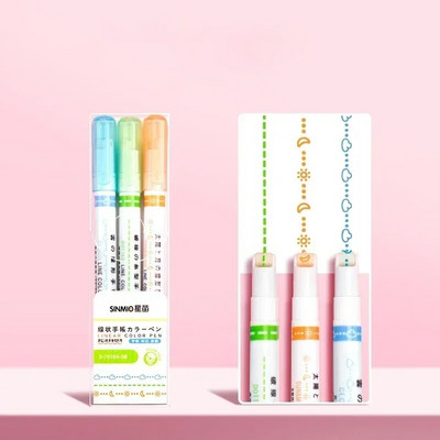 3/6/8gab Līnijas formas izcelšanas rullīša gala līknes līnijpārvadātāju marķieri pildspalvas Kawaii Manga grafiti pildspalvas Korejas kancelejas preces biroja piederumi