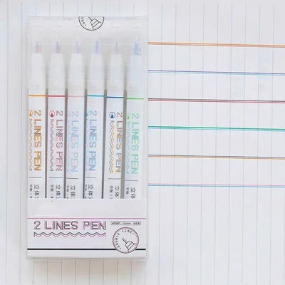 3/6/8gab Līnijas formas izcelšanas rullīša gala līknes līnijpārvadātāju marķieri pildspalvas Kawaii Manga grafiti pildspalvas Korejas kancelejas preces biroja piederumi