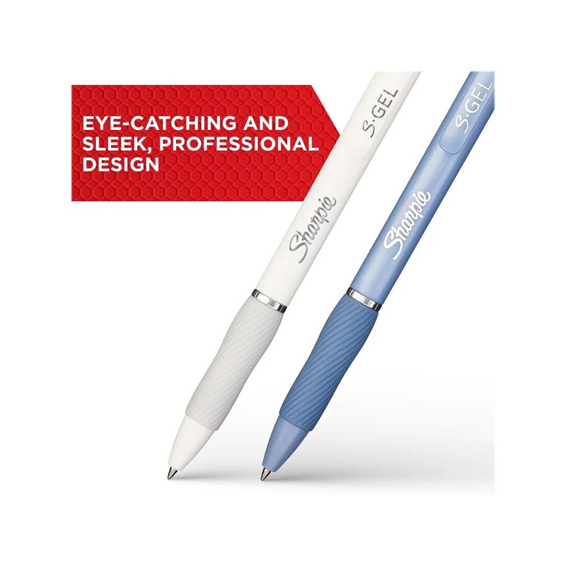 1gab Sharpie S-Gel želejas pildspalvas 0,5 mm Black Bue Red Ink Quick Dry Smooth Gel Ink Pen Gumijas rokturi Birojs Bez Smear No Bleed Technology