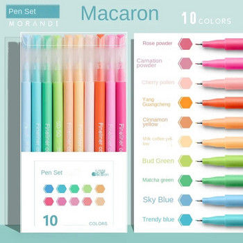 10 τμχ Πολύχρωμα στυλό τζελ Σετ Micron Tip Sweet Salt Morandi Retro Colors Quick Dry Ink Marker Στατικά σχολικά είδη