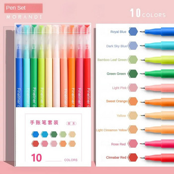 10 τμχ Πολύχρωμα στυλό τζελ Σετ Micron Tip Sweet Salt Morandi Retro Colors Quick Dry Ink Marker Στατικά σχολικά είδη