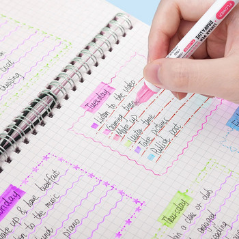 6/12 Комплект химикалки за хайлайтъри с цветни извивки, различни форми, маркери с двоен връх Готини химикалки за дневник Planner Scrapbook Art Office