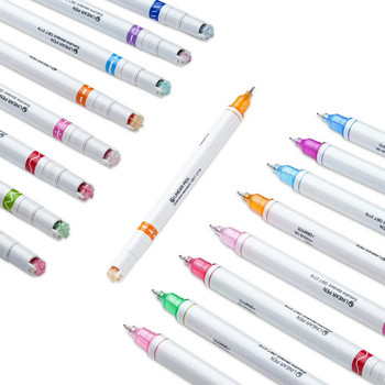 6/12 Комплект химикалки за хайлайтъри с цветни извивки, различни форми, маркери с двоен връх Готини химикалки за дневник Planner Scrapbook Art Office