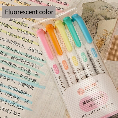 5 χρώματα/κιβώτιο Σετ στυλό με διπλό κεφαλάκι Φωτεινοί μαρκαδόροι σχεδίασης Στυλό επισήμανσης Ιαπωνικά χαριτωμένα παστέλ χαρτικά