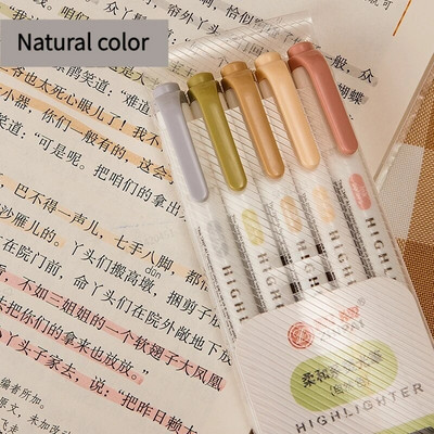 5 χρώματα/κιβώτιο Σετ στυλό με διπλό κεφαλάκι Φωτεινοί μαρκαδόροι σχεδίασης Στυλό επισήμανσης Ιαπωνικά χαριτωμένα παστέλ χαρτικά
