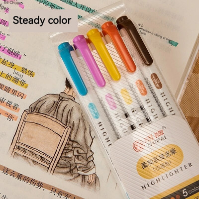 5 χρώματα/κιβώτιο Σετ στυλό με διπλό κεφαλάκι Φωτεινοί μαρκαδόροι σχεδίασης Στυλό επισήμανσης Ιαπωνικά χαριτωμένα παστέλ χαρτικά