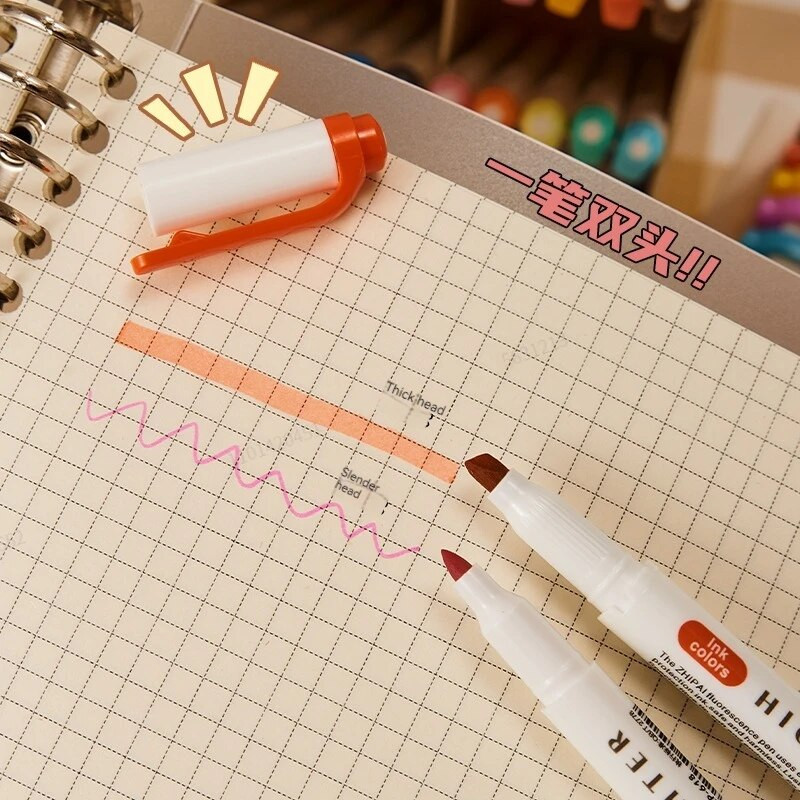 5 χρώματα/κιβώτιο Σετ στυλό με διπλό κεφαλάκι Φωτεινοί μαρκαδόροι σχεδίασης Στυλό επισήμανσης Ιαπωνικά χαριτωμένα παστέλ χαρτικά