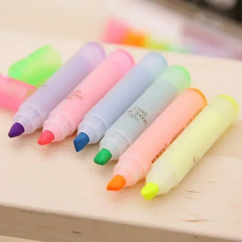 6PCS/Set Rabbit Mini Fluorescent Highlighter Pen Kawaii Chalk Marker Pens Канцеларски материали Escolar Papelaria Ученически пособия