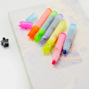 6 ΤΕΜ/Σετ Rabbit Mini Fluorescent Highlighter Στυλό Kawaii Chalk Marker Stationery Υλικό Escolar Papelaria Σχολικό