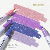 4 χρώματα/κουτί Kawaii Glitter Highlighter Παστέλ Fine Pastel Highlighter Marker Λεύκωμα Ζωγραφισμένα Γραφικά Σχολικά Προμήθειες