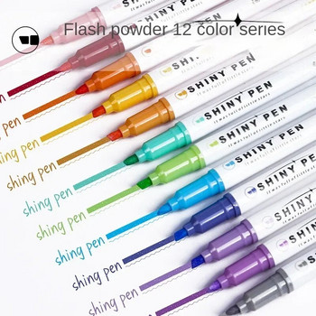 4 цвята/кутия Kawaii Glitter Highlighter Pen Pastel Fine Pastel Highlighter Marker Scrapbook Рисувани канцеларски материали Ученически пособия