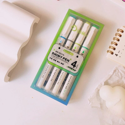4 χρώματα/κουτί Kawaii Glitter Highlighter Παστέλ Fine Pastel Highlighter Marker Λεύκωμα Ζωγραφισμένα Γραφικά Σχολικά Προμήθειες
