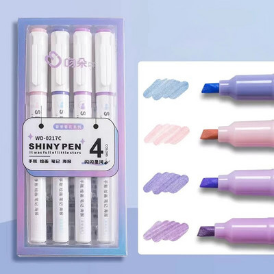 4gab./komplektā Macaron krāsu gradienta izcelšanas pildspalvas Kawaii kancelejas preces studentiem marķieru pildspalvas zīmēšanas rīks Jauki skolas biroja piederumi
