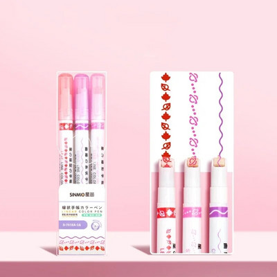 3/6 τμχ Μαρκαδόρο με highlighter Πολύχρωμη γραμμή σε σχήμα κυλίνδρου μύτη καμπύλης μαρκαδόρος στυλό γκράφιτι Κορεατικά επιστολόχαρτα προμήθειες γραφείου