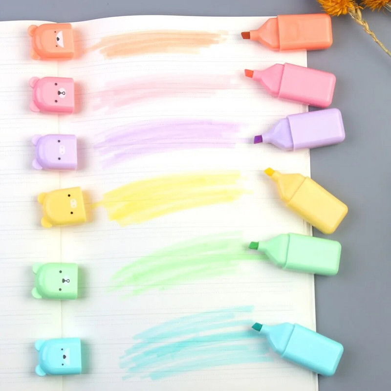 MOTARRO 6 τμχ Μίνι μαρκαδόροι Φθορίζοντα χρώματα Μικροσκοπικό στυλό επισήμανσης Σμίλη Συμβουλή Χαριτωμένο σχέδιο Kawaii για γραφή σχεδίου γκράφιτι