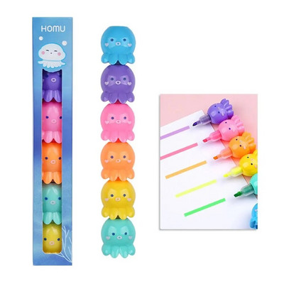 5 krāsu Kawaii Little Octopus Bear dienasgaismas marķiera pildspalvu komplekts izcelšanas pildspalvas Gleznas zīme Jauki rakstāmpiederumi skolas piederumi