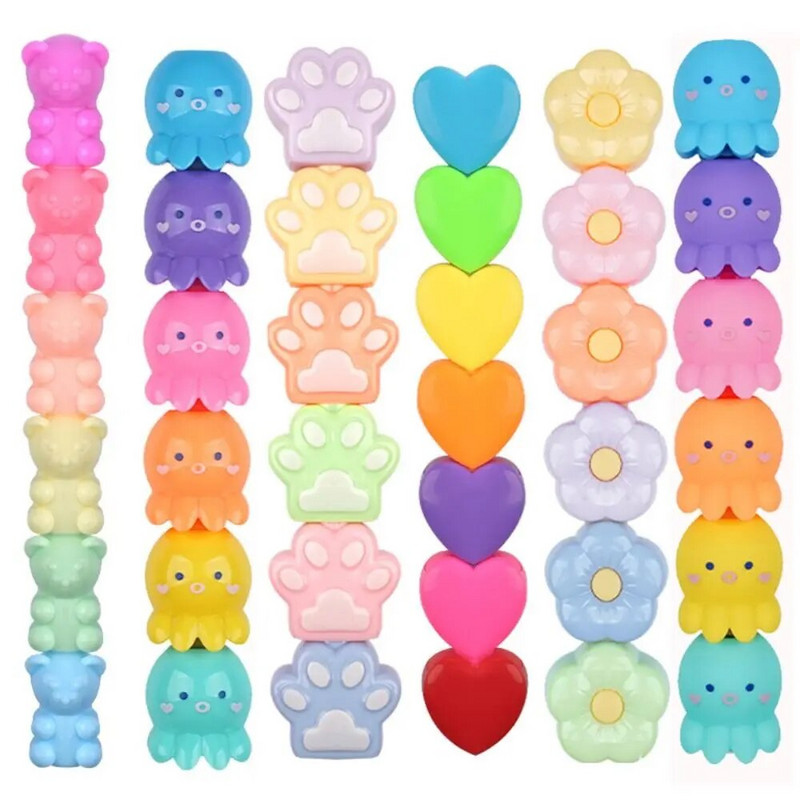 5 krāsu Kawaii Little Octopus Bear dienasgaismas marķiera pildspalvu komplekts izcelšanas pildspalvas Gleznas zīme Jauki rakstāmpiederumi skolas piederumi