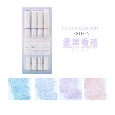 4 krāsas/kaste Smalki mirdzošs marķieris pildspalvu komplekts Fluorescējoši marķieri Marķieri Pildspalvas Mākslas marķieris Japāņu jauki Kawaii rakstāmpiederumi