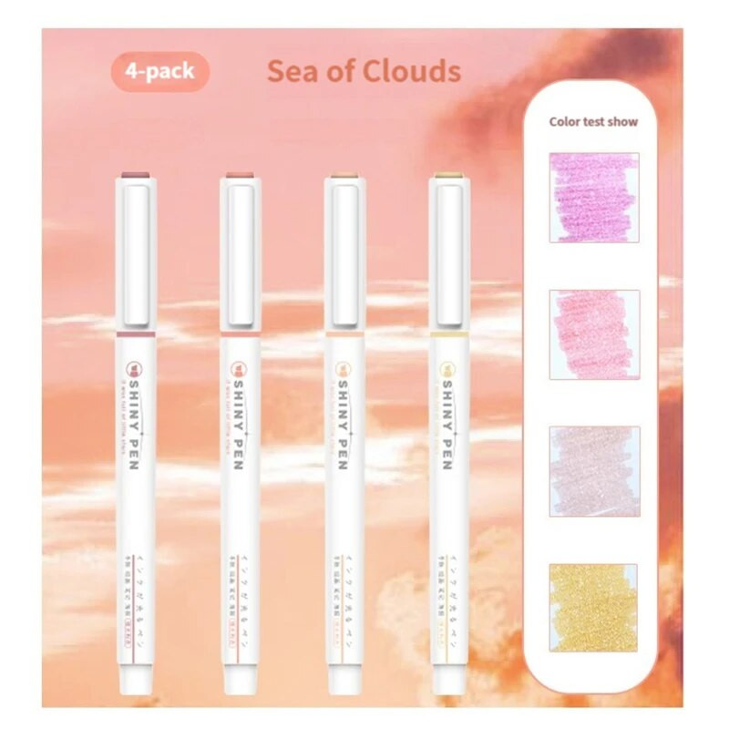 4 krāsas/kaste Smalki mirdzošs marķieris pildspalvu komplekts Fluorescējoši marķieri Marķieri Pildspalvas Mākslas marķieris Japāņu jauki Kawaii rakstāmpiederumi