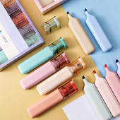 6 gab./komplekts, mīksts uzgalis, dubultā galviņa marķieris pildspalva gaišā krāsā Kawaii marķieris dienasgaismas pildspalva Scrapbooking gleznošanas kancelejas preces