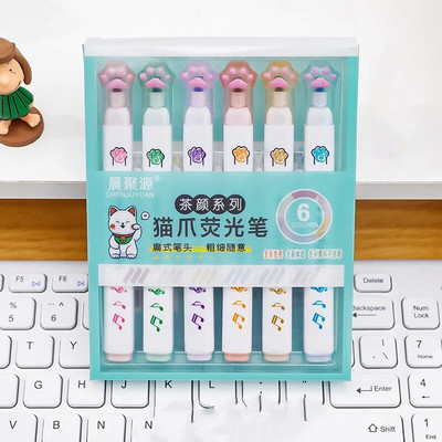 1 komplekts/6 daļ. konfekšu krāsainas kaķa spīļveida rakstīšanas radošums mākslas marķieris grafiti pildspalvas