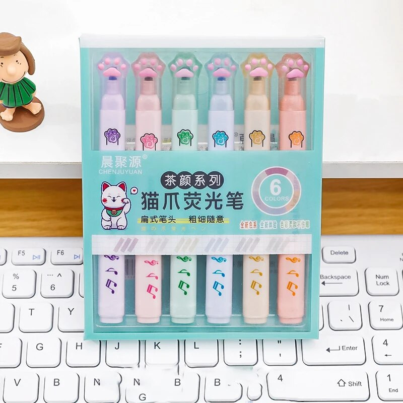 1 komplekts/6 daļ. konfekšu krāsainas kaķa spīļveida rakstīšanas radošums mākslas marķieris grafiti pildspalvas
