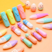 6Pcs/Set Highlighter Pen Kawaii Mini Markeri Šareni Kreativni Dizajn Grafiti Školski pribor Pribor