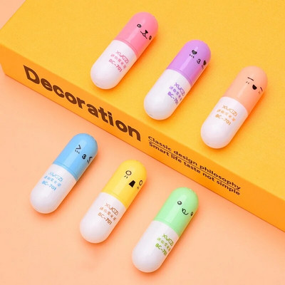 6Pcs/Set Highlighter Pen Kawaii Mini Markeri Šareni Kreativni Dizajn Grafiti Školski pribor Pribor