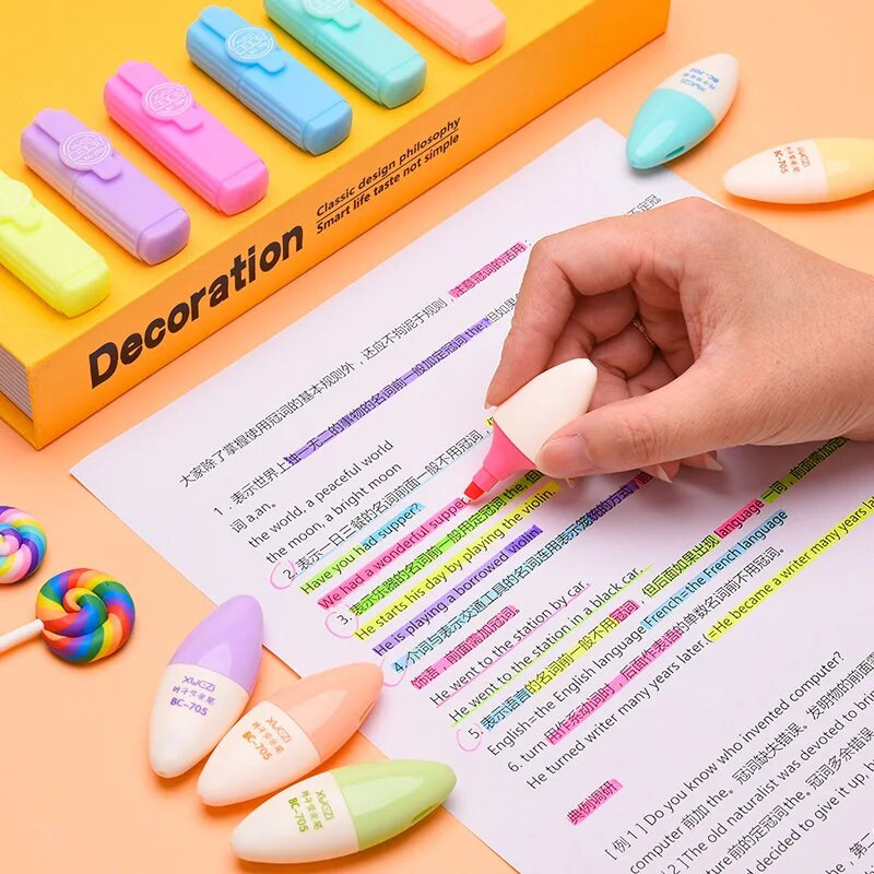 6 gab./komplekts Marķieris Pildspalva Kawaii Mini Marķieri Krāsains radošs dizains Glezniecība Grafiti Skolas piederumi Kancelejas piederumi