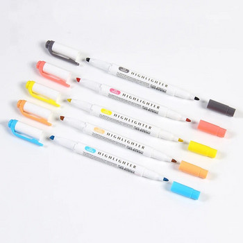 Στυλό 5 χρωμάτων Δικέφαλο Highlighter Art Markers Kawaii Japanese Color Fluorescent Pens School & Office Χαρτικά