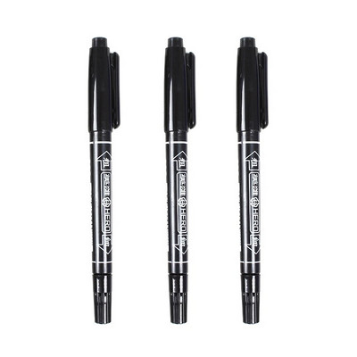 3 tk / komplekt, kahe otsaga 0,5/1,0 mm otsamarker veekindel must sinine punane õline manga kunsti markerpliiatsid Õpilaskooli kontoritarbed