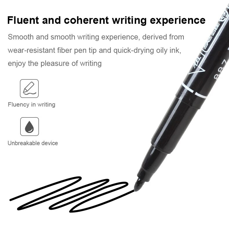 3 tk / komplekt, kahe otsaga 0,5/1,0 mm otsamarker veekindel must sinine punane õline manga kunsti markerpliiatsid Õpilaskooli kontoritarbed