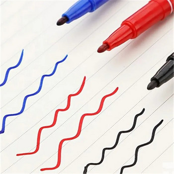 Високо качество 6824 Водоустойчив постоянен двоен връх 0,5/1,0 мм писец Черен син червен Art Marker Pens Канцеларски материали за студентско училище