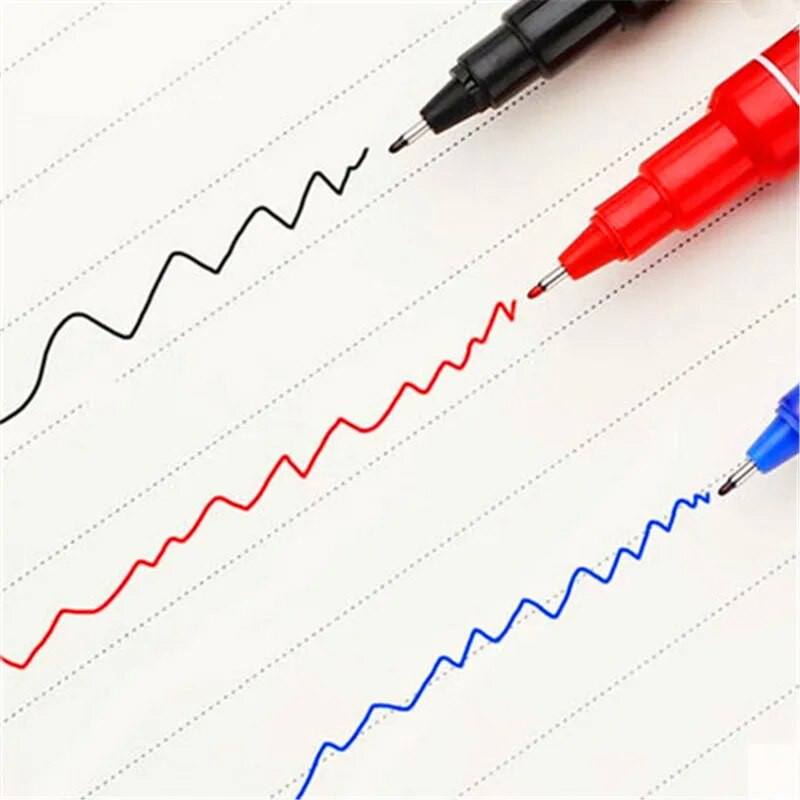 Aukštos kokybės 6824 Neperšlampamas nuolatinis dvigubas antgalis 0,5/1,0 mm antgalis Juoda mėlyna raudona Art Marker Pens Studentų mokyklos biuro reikmenys