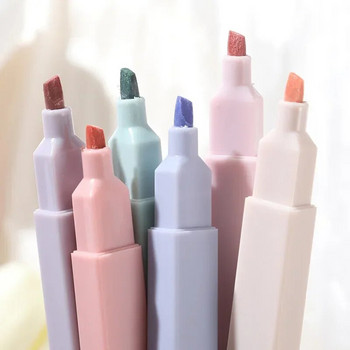 6 бр./компл. пастелен цветен хайлайтер Kawaii канцеларски цветен маркер ученически пособия Маркер за студенти японски канцеларски материали