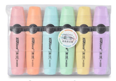 6 gab./komplektā Pastels, plakans, vienas galvas gaismas krāsa, slīpi zīmējumu marķieri, fluorescējošie pildspalvu marķieri skolas dāvanu rakstāmpiederumiem