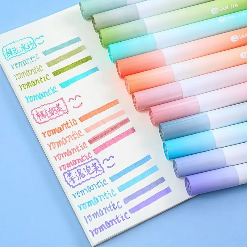 1 σετ/4 τεμάχια Lytwtw's Morandi Gradient Eye Protection Writing Creativity 12 Color Cute Art Marker Graffiti Highlighter