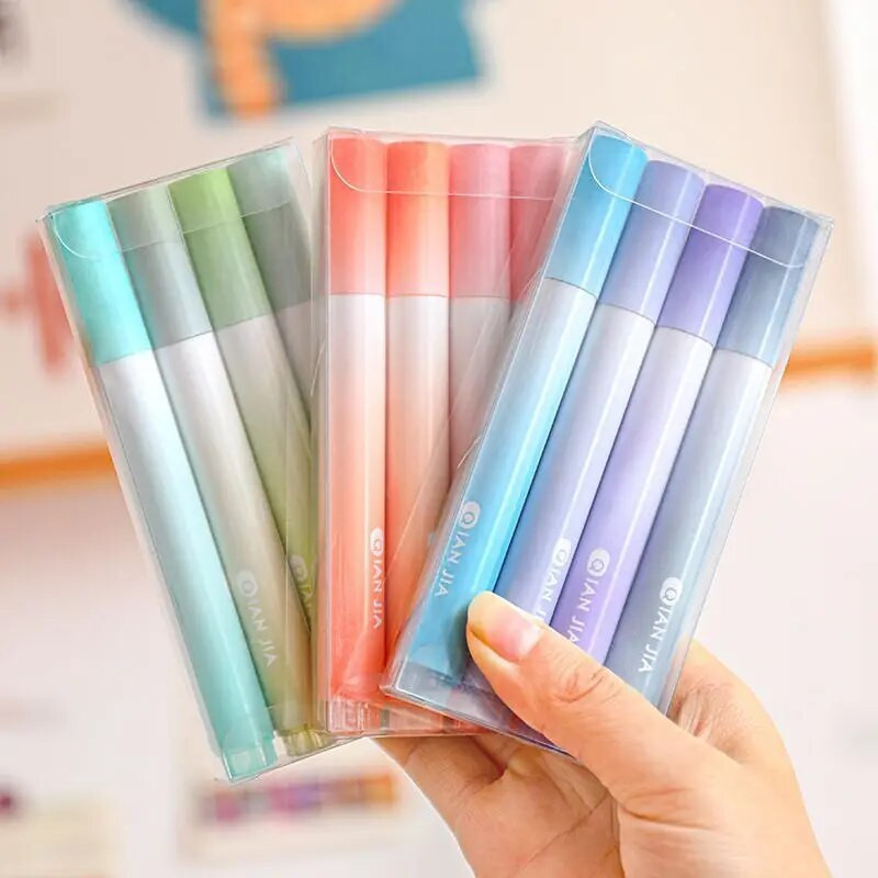 1 σετ/4 τεμάχια Lytwtw's Morandi Gradient Eye Protection Writing Creativity 12 Color Cute Art Marker Graffiti Highlighter