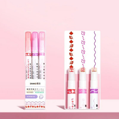 3/6 gab Kawaii marķieri pildspalvas Cute rullīšu uzgalis līknes līnijpārvadātāju līnijas formas marķieris korejiešu kancelejas preces Grafiti pildspalvas Biroja piederumi