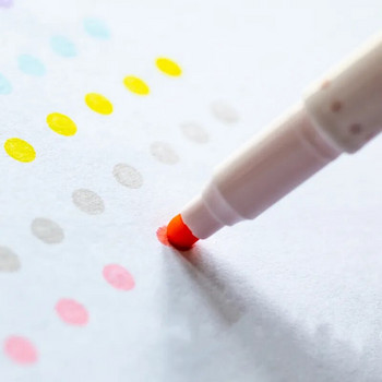 6 бр. Комплект химикалки за хайлайтери със светъл цвят, двустранна фина линия и точков маркер за рисуване, рисуване, офис ученически пособия F279